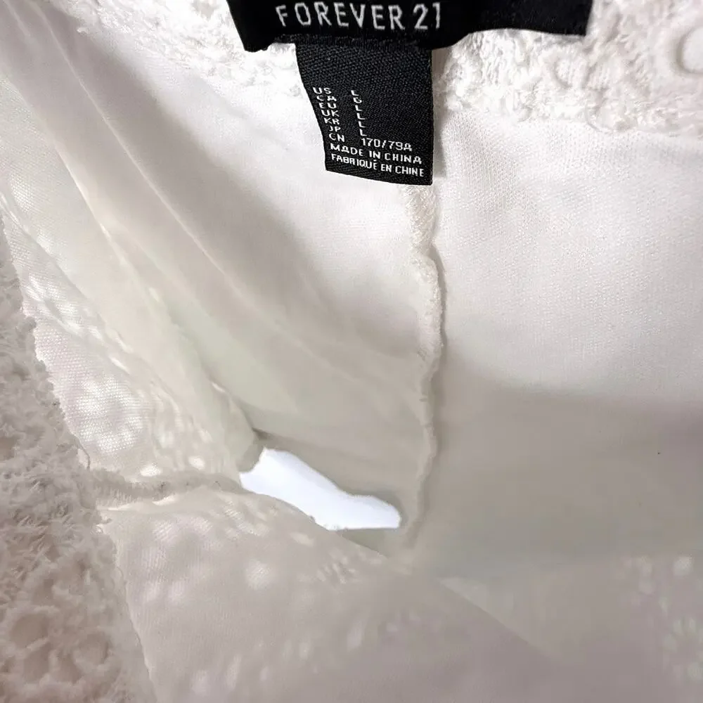 Forever 21 White Eyelet Lace Shorts LG